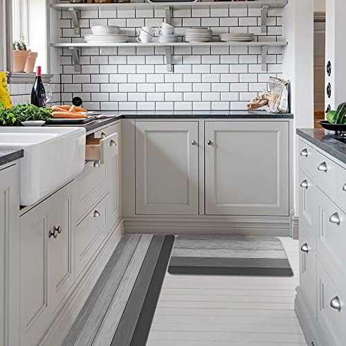 Gray Ombre Kitchen and Bathroom Rugs Set