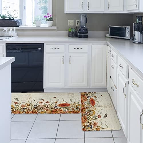 Fall Kitchen Rug Set 2PCS Non-Slip Soft Absorbent Mats