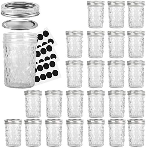 VERONES Mason Jars Set 8 oz Perfect for Jam Honey