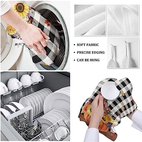 ZOE GARDEN Pumpkin Plaid Kitchen Towel Set 18x28