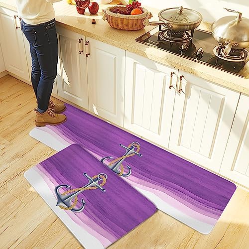 Anchor Purple Kitchen Rug 2PCS Set