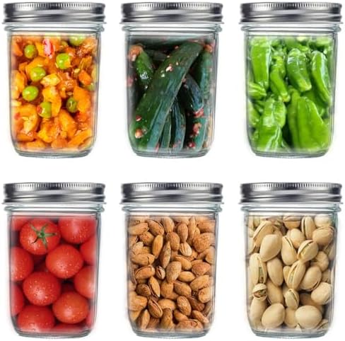 6-Pack Mason Jars for Preserving Cooking Serving