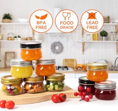 24 Pack 4 Oz Mason Jars With Silver Lids