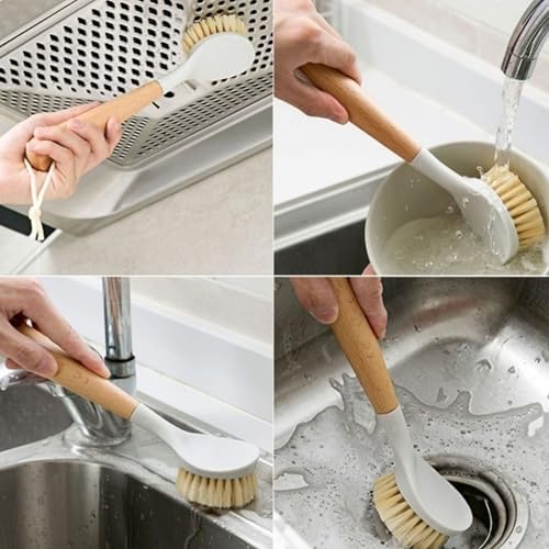 Bamboo Handle Dishwashing Brush Durable Bristles for Sustainable Kitchen Cleaning
