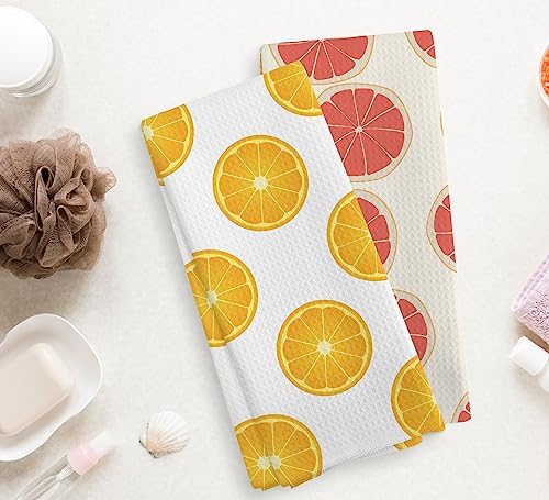 NOQL Cute Grapefruit Orange Pattern Kitchen Towels Set of 2