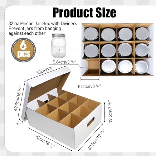 6-Piece Mason Jar Storage Box Set Durable White