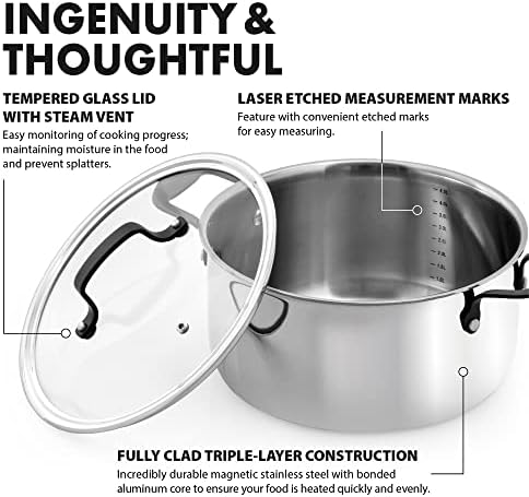 GrandTies 5QT Marquina Black stainless steel casserole pot
