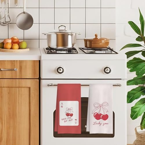 Coquette Red Bow Cherry Kitchen Towels