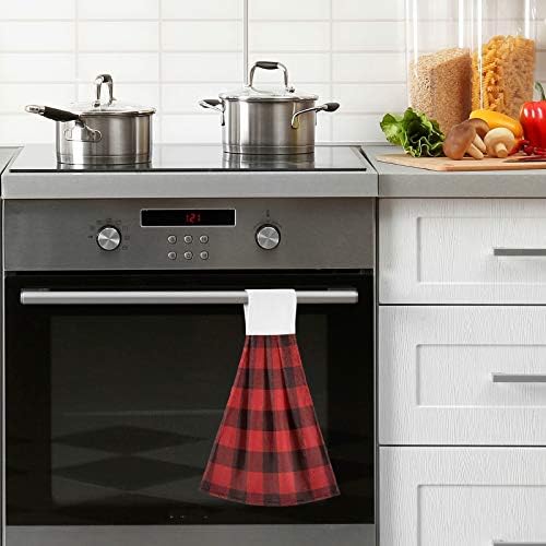 Kcldeci Red Black buffalo Check Plaid 2-Piece Kitchen Hand Towels