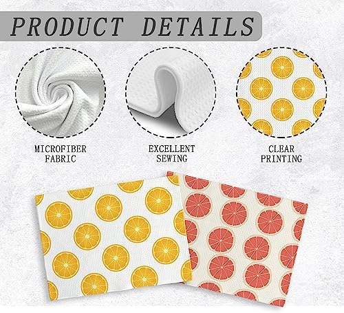 NOQL Cute Grapefruit Orange Pattern Kitchen Towels Set of 2