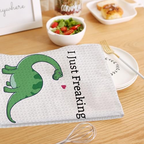HIWX Dinosaur Kitchen Bath Towel 16x24 Cotton Waffle Print
