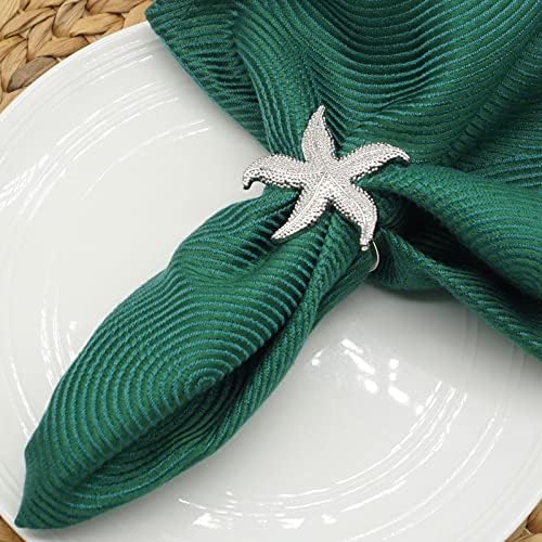 Sturdy 6-Piece Metal Napkin Rings - Starfish Design