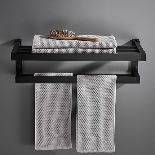 Thickened Black Wall-Mounted Towel Hanger for Bathroom Organization