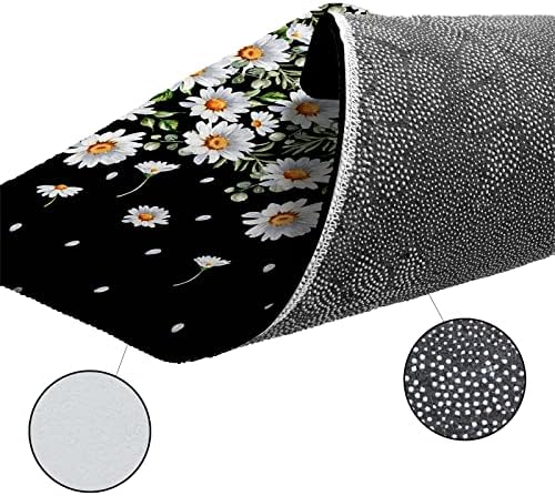 Weeping Flowers Kitchen Rug Set 2PCS White Daisy Non-Slip Mats