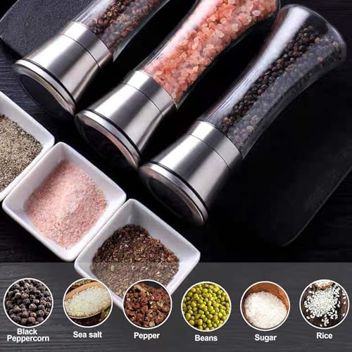 LessMo 2Pcs Salt and Pepper Grinder Set with Wooden Tray