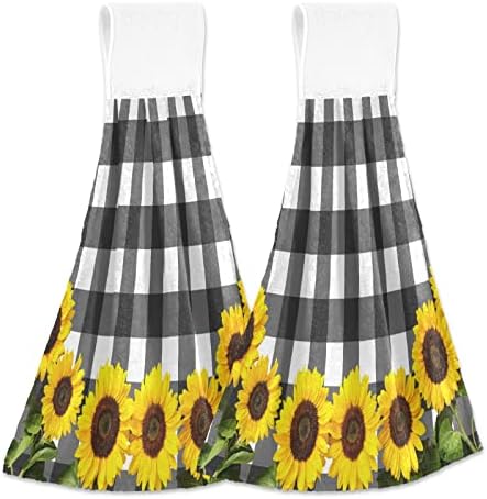 KCldeci Sunflower Hanging Towels Kitchen Dish Towels Set of 2