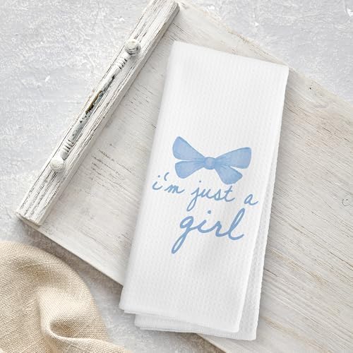 Coquette Trendy Blue Bows Kitchen Towels - 16x24