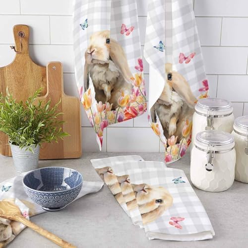 Easter Bunny Kitchen Towels 18x28 Soft Durable Absorbent Quick Dry