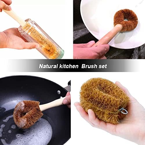 Grehge Kitchen Scrub Brush Set All Natural Family-Friendly