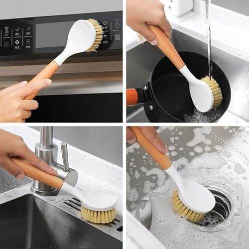 Bamboo Handle Dishwashing Brush Durable Bristles for Sustainable Kitchen Cleaning