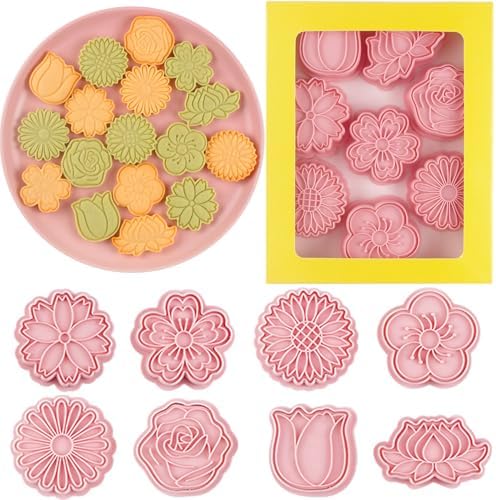 8-Piece Set of Creative Flower Cookie Cutters for Baking