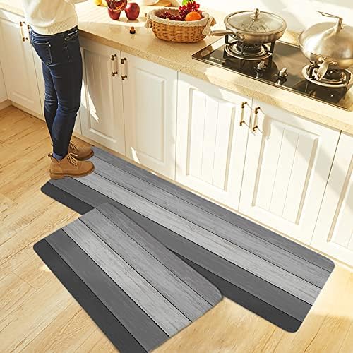 Gray Ombre Kitchen and Bathroom Rugs Set