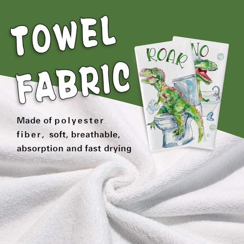 Dinosaur Bath Kitchen Towels Set of 2 for Kids
