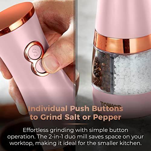 Tower T847004 Pink and Rose Gold Salt and Pepper Mill