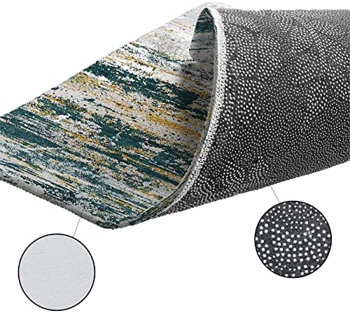 Carosoffe Kitchen Rugs 2-Piece Set - Green Yellow Grey Non-Slip Absorbent
