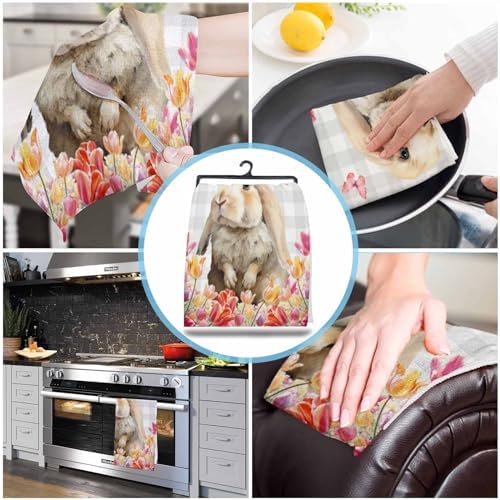 Easter Bunny Kitchen Towels 18x28 Soft Durable Absorbent Quick Dry