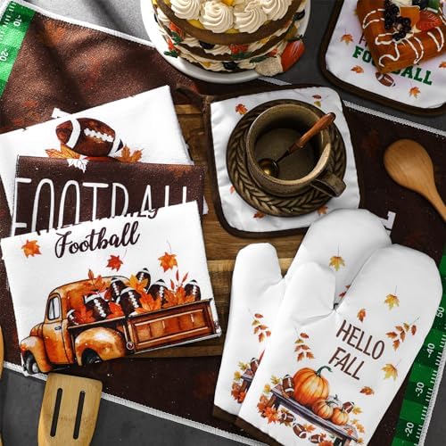 Bencailor 8-Piece Football Kitchen Pootholders Oven Mitts Set