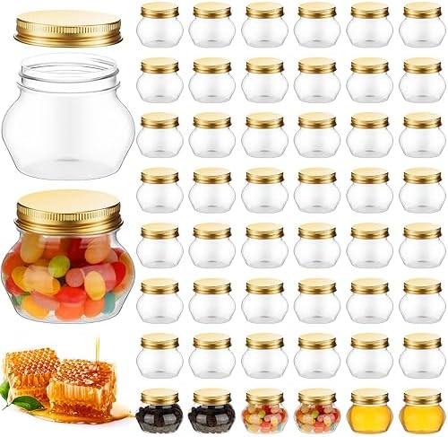 48-Piece 4 oz Clear Plastic Mason Jars Gold