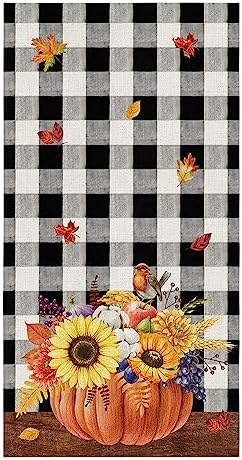 ZOE GARDEN Pumpkin Plaid Kitchen Towel Set 18x28