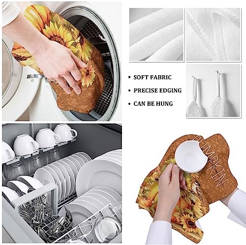 18x28 Retro Pumpkins Microfiber Dish Towels Set Durable Eco-Friendly