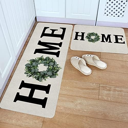 Carosoffe 2-Pack Kitchen Rugs Non-Slip Soft Absorbent Mat Set