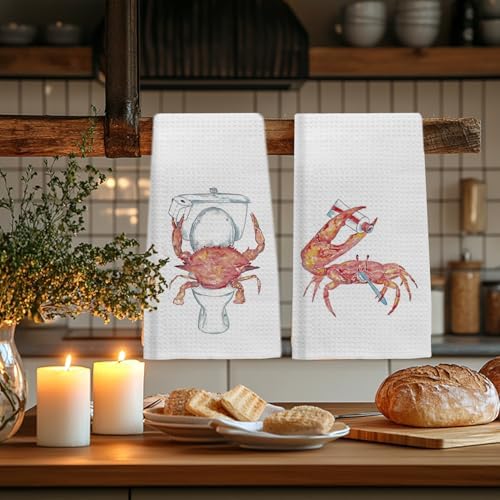 Crab Hand Towels Ocean Decor
