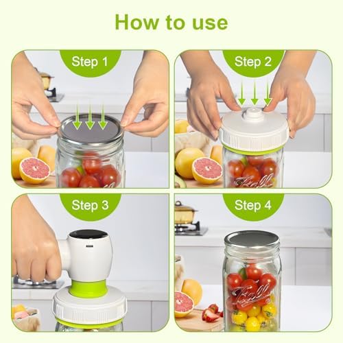 Coocake Electric Mason Jar Vacuum Sealer Handheld for Fermentation Freshness