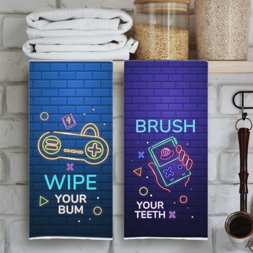 Cilrii Boys Video Game Dish Towels 16x24 Set of 4
