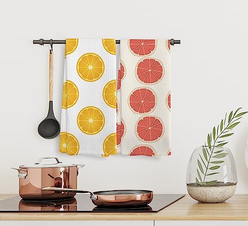 NOQL Cute Grapefruit Orange Pattern Kitchen Towels Set of 2