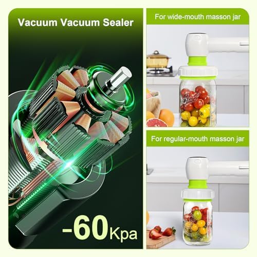 Coocake Electric Mason Jar Vacuum Sealer Handheld for Fermentation Freshness