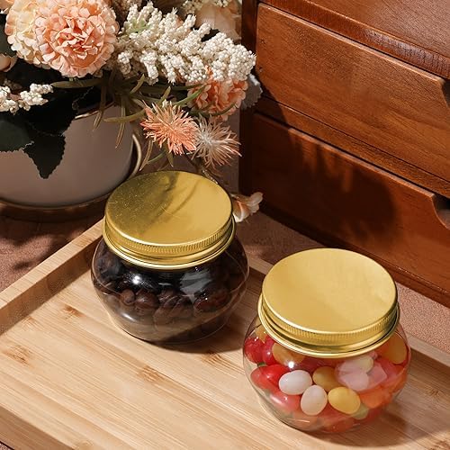 48-Piece 4 oz Clear Plastic Mason Jars Gold