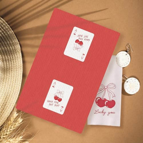 Coquette Red Bow Cherry Kitchen Towels