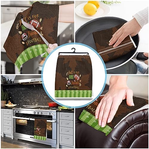 Fall Thanksgiving Kitchen Towels 4-PC 18x28 Brown Leaves Pattern