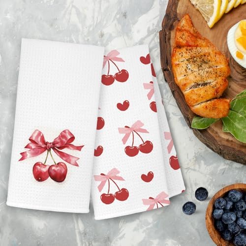 Trendy Coquette Pink Bow Dish Towels Set of 2