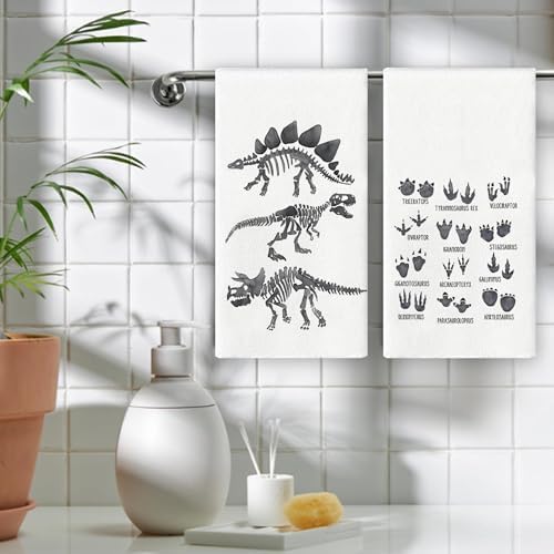 Kids Bathroom Dinosaur Towels Set of 2