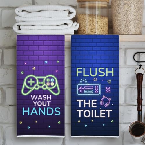 Cilrii Boys Video Game Dish Towels 16x24 Set of 4