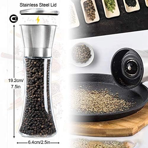 LessMo 2Pcs Salt and Pepper Grinder Set with Wooden Tray