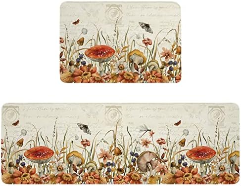 Fall Kitchen Rug Set 2PCS Non-Slip Soft Absorbent Mats