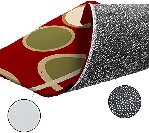 Red Brown Kitchen Bathroom Standing Mat Set 2
