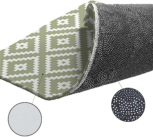 Sage Green Geometric Kitchen Rug Set 2 PCS
